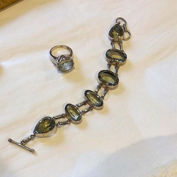 LOIS HILL Green Amethyst Necklace&Earrings ARTISAN Green Amethyst Ring&Bracelet - Picture 14 of 16